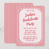 Whimsical Retro Bachelorette Party Vintage Red 招待状 (正面/裏面)