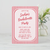 Whimsical Retro Bachelorette Party Vintage Red 招待状 (スタンド正面)
