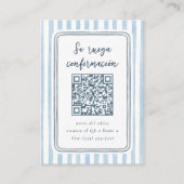 Whimsical Retro Blue Stripes Spanish Wedding RSVP エンクロージャーカード (正面)