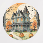 Whimsical Retro Boho Halloween Witchy Kitten, ラベル (デザイン2)