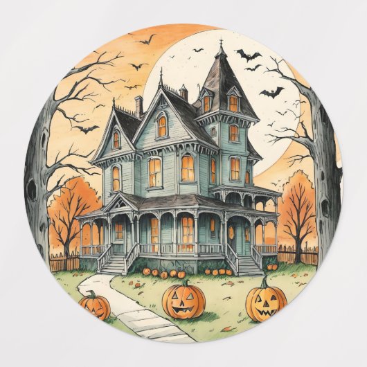 Whimsical Retro Boho Halloween Witchy Kitten, ラベル (デザイン2)