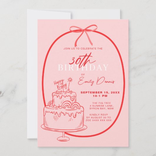 Whimsical Retro Border 30th Birthday Party 招待状 (正面)