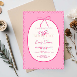 Whimsical Retro Border 50th Birthday Party 招待状