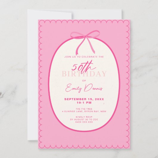 Whimsical Retro Border 50th Birthday Party 招待状 (正面)