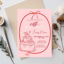 Whimsical Retro Border 60th Birthday Party 招待状