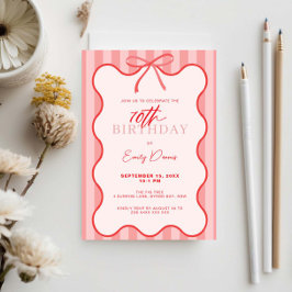 Whimsical Retro Border 70th Birthday Party 招待状