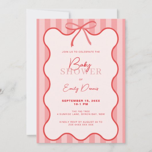 Whimsical Retro Border Baby Shower 招待状 (正面)