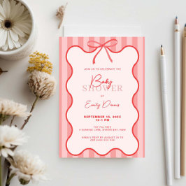 Whimsical Retro Border Baby Shower 招待状