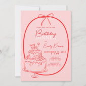 Whimsical Retro Border Birthday Dinner 招待状 (正面)