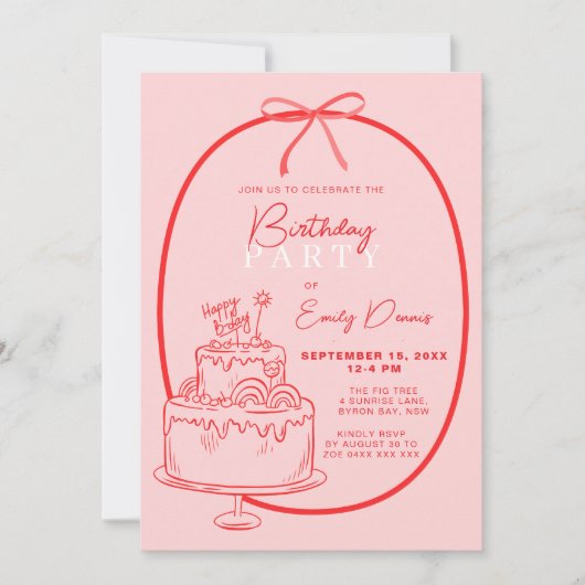 Whimsical Retro Border Birthday Party 招待状 (正面)