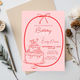 Whimsical Retro Border Birthday Party 招待状