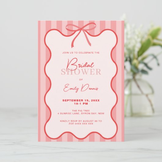 Whimsical Retro Border Bridal Shower 招待状 (スタンド正面)