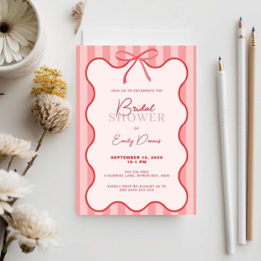 Whimsical Retro Border Bridal Shower 招待状
