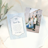 Whimsical Retro Bow & Blue Stripes Wedding サンキューカード