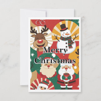 Whimsical Retro Christmas Cheer Card サンキューカード