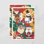 Whimsical Retro Christmas Cheer Card サンキューカード (正面/裏面)