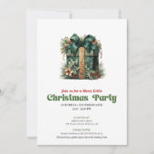 Whimsical retro Christmas present party invitation 招待状 (正面)