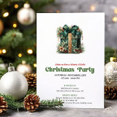 Whimsical retro Christmas present party invitation 招待状