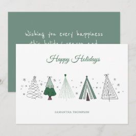 Whimsical Retro Christmas Trees Christmas シーズンカード