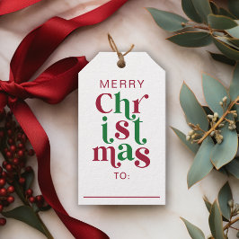Whimsical Retro Merry Christmas Typography ギフトタグ
