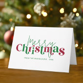Whimsical Retro Merry Christmas with Family Name カード
