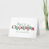 Whimsical Retro Merry Christmas with Family Name カード (正面)