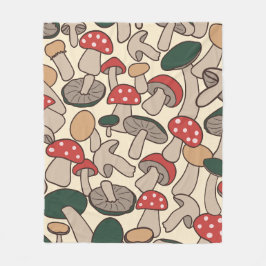 Whimsical Retro Mushroom Botanical フリースブランケット