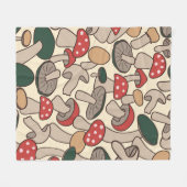 Whimsical Retro Mushroom Botanical フリースブランケット (正面(横))