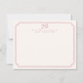 Whimsical retro Pink Bow Nursery Note Card 招待状 (正面)