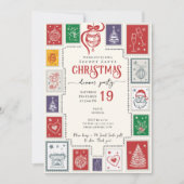 Whimsical Retro Stamps Christmas Doodles 招待状 (正面)