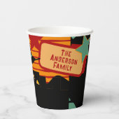 Whimsical Retro Witch Hat Over Skyline Halloween 紙コップ (裏面)