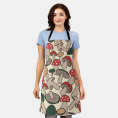 Whimsical Retro Woodland Mushroom エプロン (着用した状態)