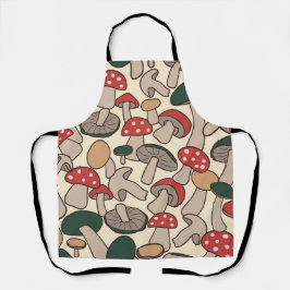 Whimsical Retro Woodland Mushroom エプロン