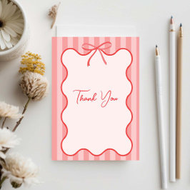 Whimsical Ribbon Border Thank you Card サンキューカード