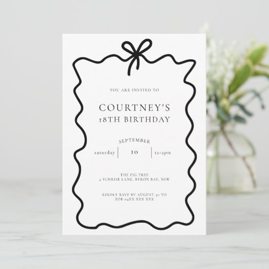 Whimsical Ribbon Bow 18th Birthday Party 招待状 (スタンド正面)