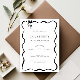 Whimsical Ribbon Bow 18th Birthday Party 招待状