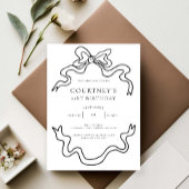 Whimsical Ribbon Bow 21st Birthday Party 招待状