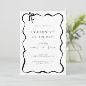 Whimsical Ribbon Bow 21st Birthday Party 招待状 (スタンド正面)