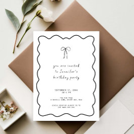 Whimsical Ribbon Bow Birthday Party 招待状