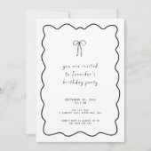 Whimsical Ribbon Bow Birthday Party 招待状 (正面)