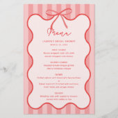 Whimsical Ribbon bridal shower menu with name (正面)