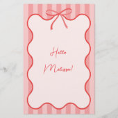 Whimsical Ribbon bridal shower menu with name (裏面)