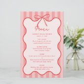 Whimsical Ribbon bridal shower menu with name (スタンド正面)