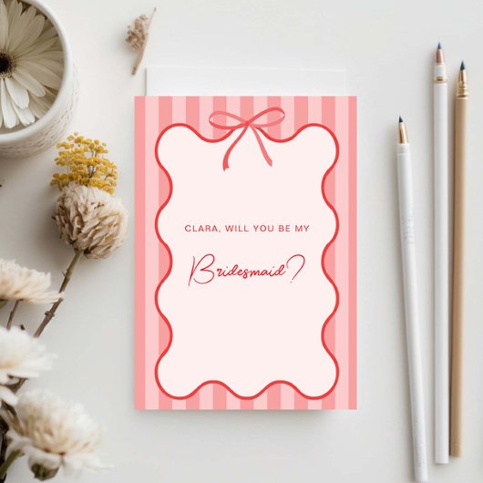 Whimsical Ribbon bridesmaid card 招待状
