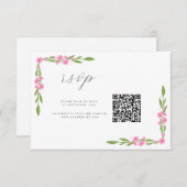 Whimsical Ribbon Floral Wedding QR 出欠カード (正面/裏面)