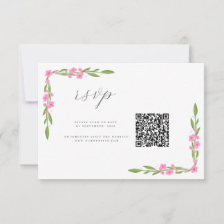 Whimsical Ribbon Floral Wedding QR 出欠カード