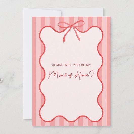 Whimsical Ribbon maid of honor card 招待状 (正面)
