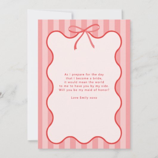 Whimsical Ribbon maid of honor card 招待状 (裏面)