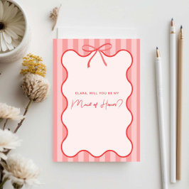 Whimsical Ribbon maid of honor card 招待状