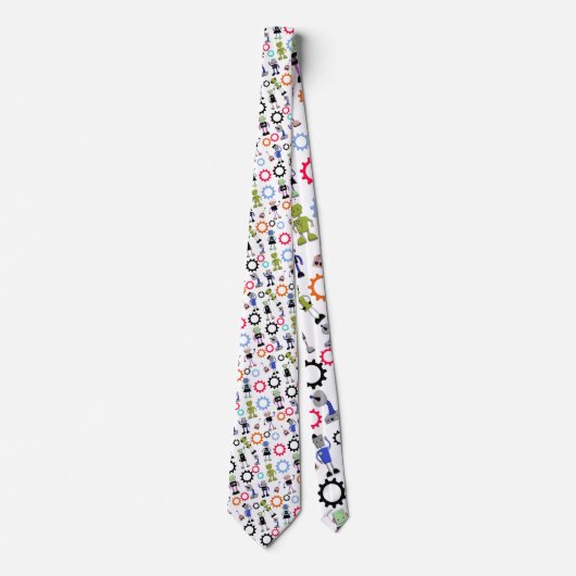 Whimsical Robots Fun Custom Necktie Tie ネクタイ (正面)